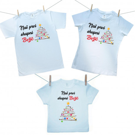 Družinski set (majica s kratkimi rokavi) Naš prvi skupni Božič