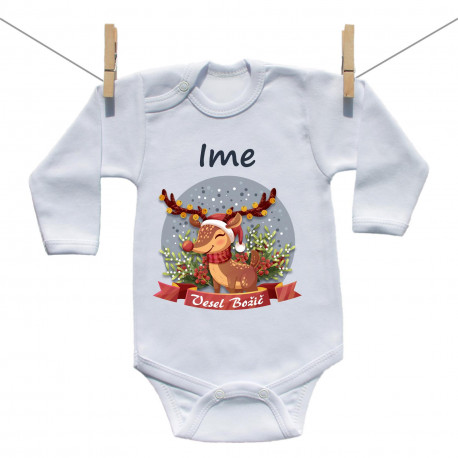 Bodiji Vesel Božič z jelenčkom in imenom otroka