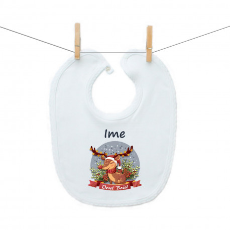 Slinček Vesel Božič z jelenčkom in imenom otroka