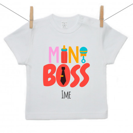 Majica s kratkimi rokavi Mini boss z imenom otroka