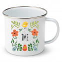 Emajlirana skodelica Pomlad z imenom otroka