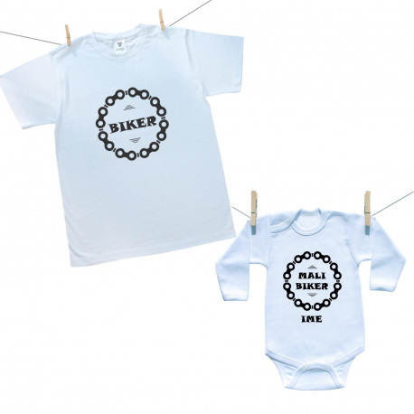 Družinski set (bodiji z dolgimi rokavi) Tata i mali biker