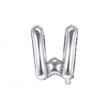 Folija balon Črka W, 35cm, srebrn