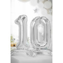 Stoječ folija balon Številka 1 70cm, srebrn