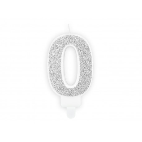 Rojstnodnevna svečka Številka 0, srebrna, 7cm