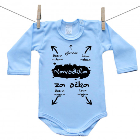 Modre bodiji z dolgimi rokavi Navodila za očka