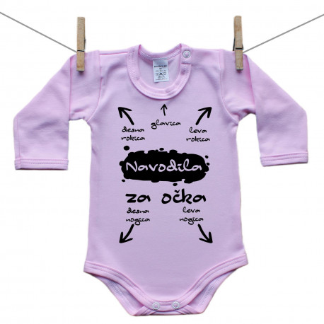 Roza bodiji z dolgimi rokavi Navodila za očka