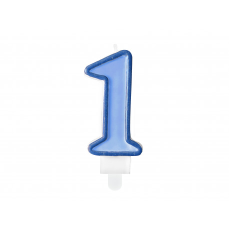 Rojstnodnevna svečka Številka 1, modra, 7 cm