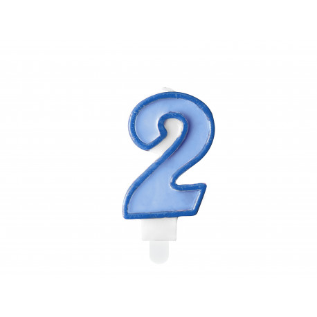 Rojstnodnevna svečka Številka 2, modra, 7cm