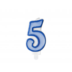 Rojstnodnevna svečka Številka 5, modra, 7cm