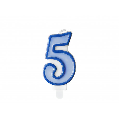 Rojstnodnevna svečka Številka 5, modra, 7cm