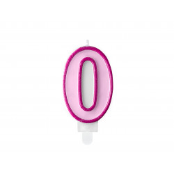 Rojstnodnevna svečka Številka 0, roza, 7cm