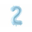 Folija balon Številka 2, 86cm, svetlo modra