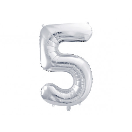 Folija balon Številka 5, 86cm, srebrn