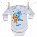 Bodiji z dolgimi rokavi Star sem 1 leto z medvedkom za fantke