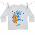 Majica z dolgimi rokavi Star sem 1 leto z medvedkom za fantke