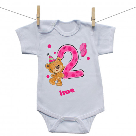 Bodiji s kratkimi rokavi Stara sem 2 leti z medvedkom za punčke