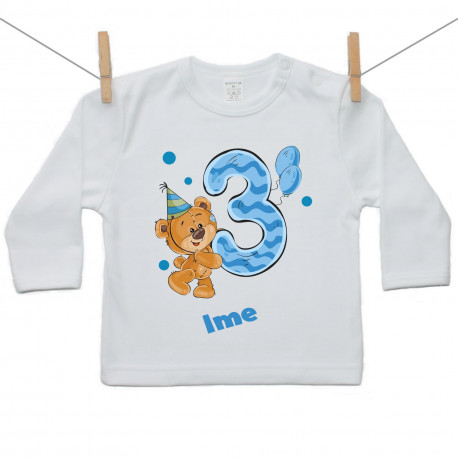 Majica z dolgimi rokavi Star sem 3 leta z medvedkom za fantke
