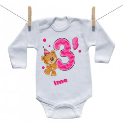 Bodiji z dolgimi rokavi Stara sem 3 leta z medvedkom za punčke