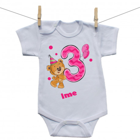 Bodiji s kratkimi rokavi Stara sem 3 leta z medvedkom za punčke