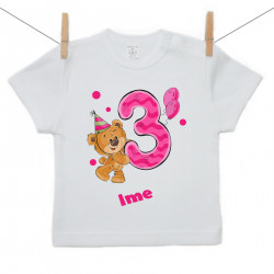 Majica s kratkimi rokavi Stara sem 3 leta z medvedkom za punčke