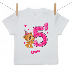 Majica s kratkimi rokavi Stara sem 5 let z medvedkom za punčke
