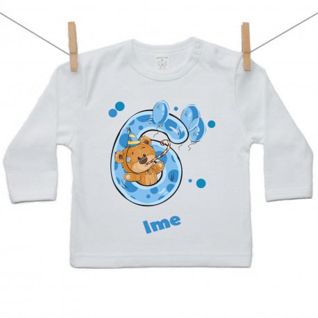 Majica z dolgimi rokavi Star sem 6 let z medvedkom za fantke