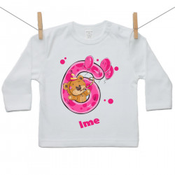 Majica z dolgimi rokavi Stara sem 6 let z medvedkom za punčke