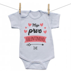 Bodiji s kratkimi rokavi Moje prvo valentinovo s srčkom