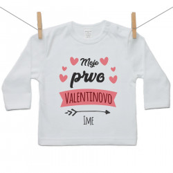 Majica z dolgimi rokavi Moje prvo valentinovo s srčkom