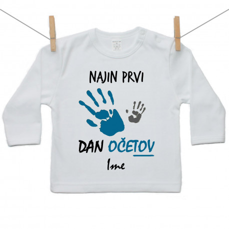 Majica z dolgimi rokavi Najin prvi dan očetov Majica z dolgimi rokavi Najin prvi dan očetov