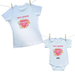 Družinski set (bodiji s kratkimi rokavi) Prvi skupni materinski dan