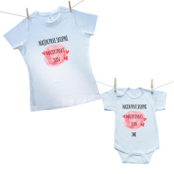 Družinski set (bodiji s kratkimi rokavi) Najin prvi skupni materinski dan