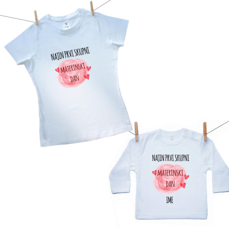 Družinski set (majica z dolgimi rokavi) Najin prvi skupni materinski dan