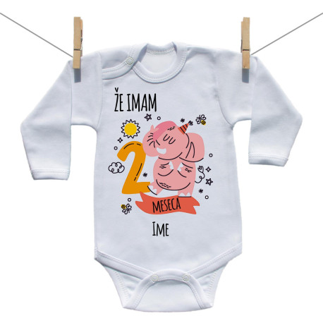 Bodiji z dolgimi rokavi Že imam 2 meseca z živalico Bodiji z dolgimi rokavi Star sem že 2 meseca z živalico