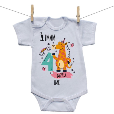 Bodiji s kratkimi rokavi Že imam 4 mesece z živalico Bodiji s kratkimi rokavi Že imam 4 mesece z živalico