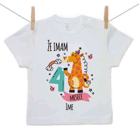 Majica s kratkimi rokavi Že imam 4 mesece z živalico Majica s kratkimi rokavi Že imam 4 mesece z živalico