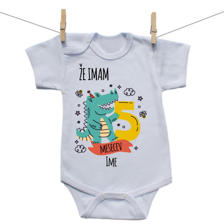 Bodiji s kratkimi rokavi Že imam 5 mesecev z živalico Bodiji s kratkimi rokavi Že 5 mesecev z živalico