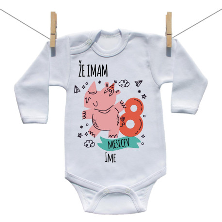 Bodiji z dolgimi rokavi Že imam 8 mesecev z živalico