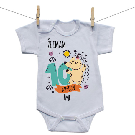 Bodiji s kratkimi rokavi Že imam 10 mesecev z živalico Bodiji s kratkimi rokavi Že imam 10 mesecev z živalico