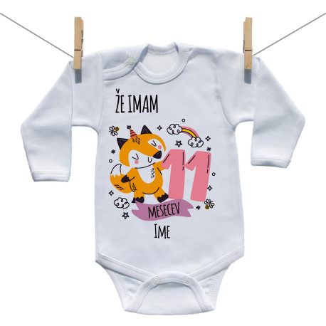 Bodiji z dolgimi rokavi Že imam 11 mesecev z živalico Bodiji z dolgimi rokavi Že imam 11 mesecev z živalico