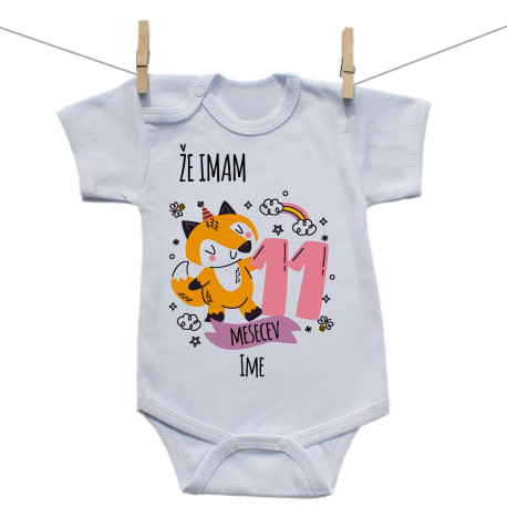 Bodiji s kratkimi rokavi Že imam 11 mesecev z živalico