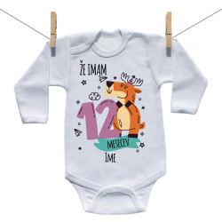 Bodiji z dolgimi rokavi Že imam 12 mesecev z živalico