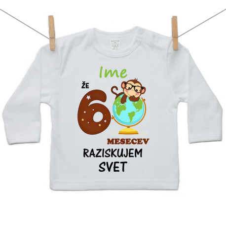 Majica z dolgimi rokavi Že 6 mesecev raziskujem svet