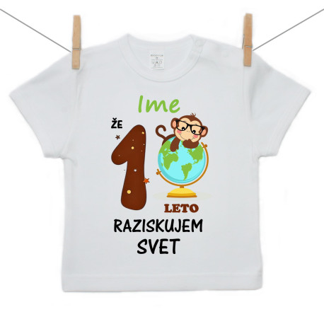 Majica s kratkimi rokavi Že 1 leto raziskujem svet