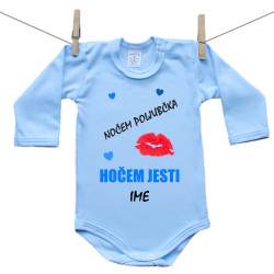 Modre bodiji z dolgimi rokavi Nočem lupčka, hočem jesti